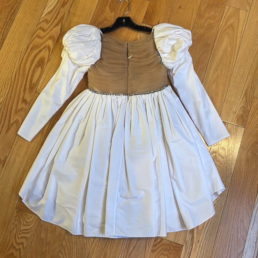 KHAITE Tracy Crystal Embellished Mini Ruched Cotton Dress In White - Picture 5 of 14